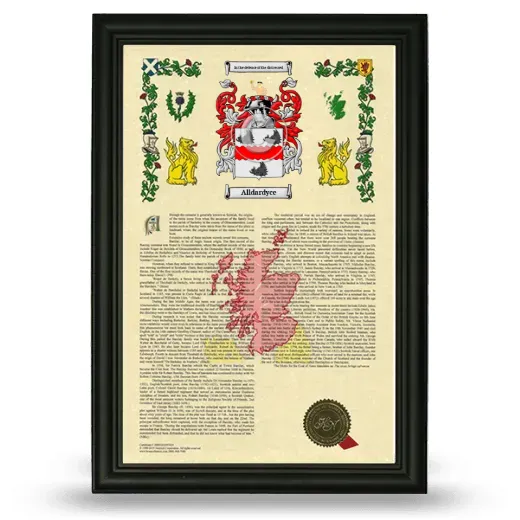 Alldardyce Armorial History Framed - Black