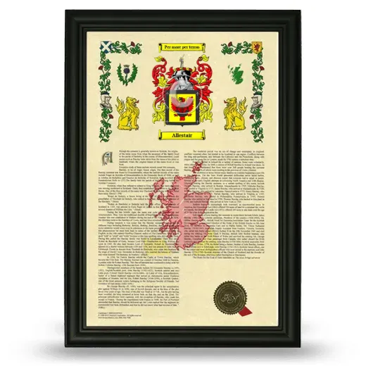 Allestair Armorial History Framed - Black