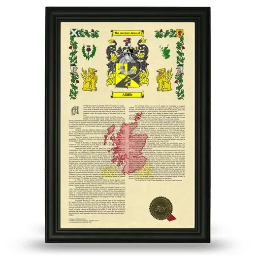 Alliffe Armorial History Framed - Black