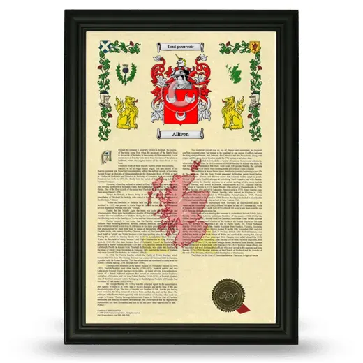 Alliven Armorial History Framed - Black