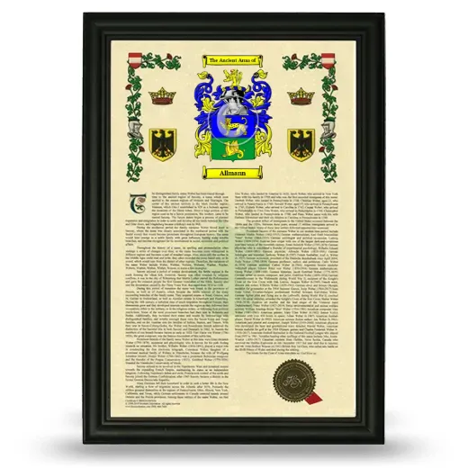 Allmann Armorial History Framed - Black