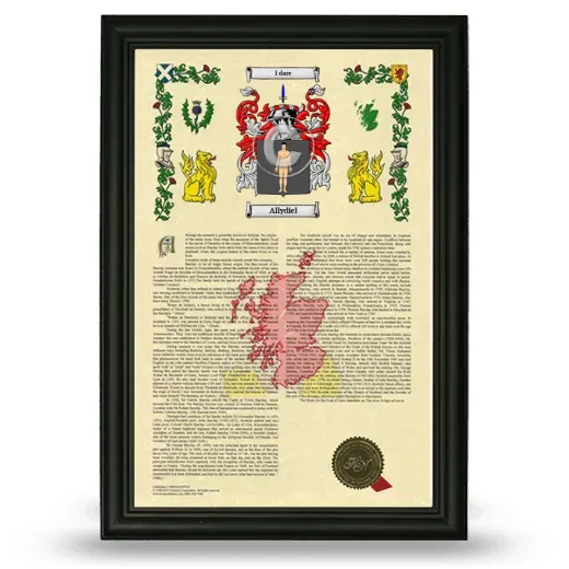 Allydiel Armorial History Framed - Black