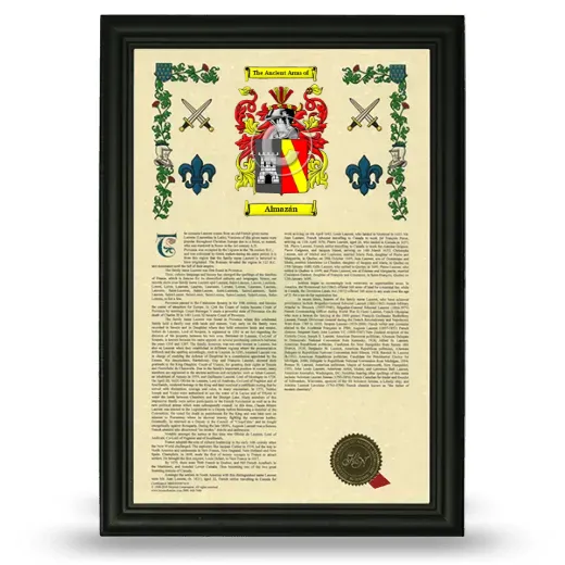 Almazán Armorial History Framed - Black