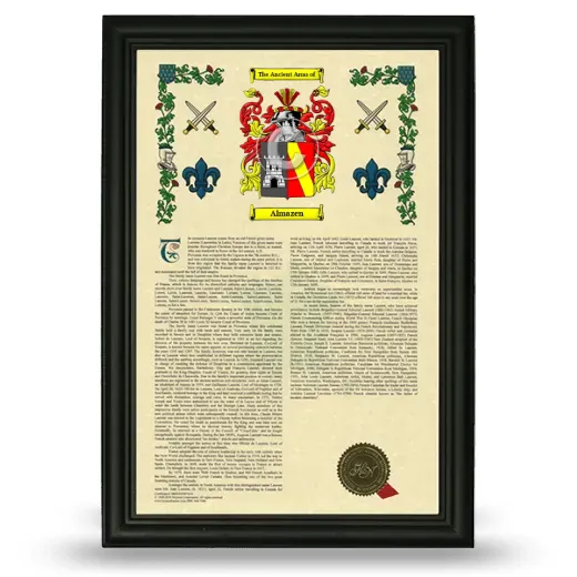 Almazen Armorial History Framed - Black