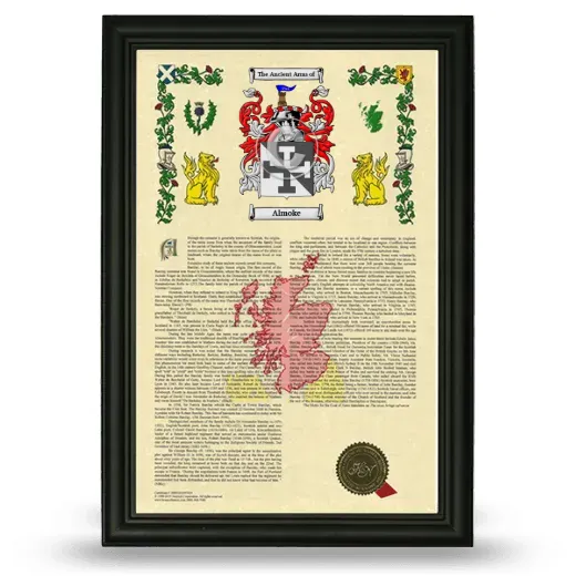 Almoke Armorial History Framed - Black