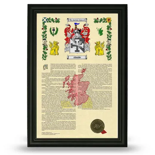 Almyke Armorial History Framed - Black