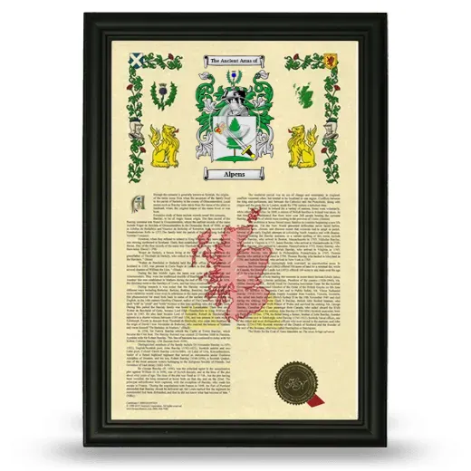 Alpens Armorial History Framed - Black
