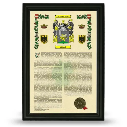 Althoff Armorial History Framed - Black
