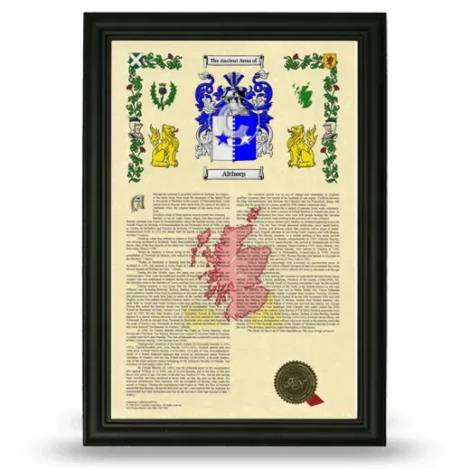 Althorp Armorial History Framed - Black