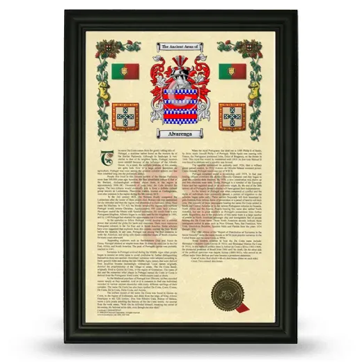 Alvarenga Armorial History Framed - Black