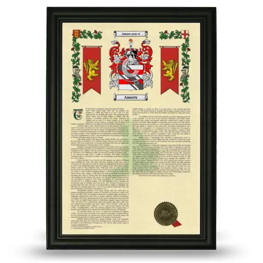 Amarey Armorial History Framed - Black
