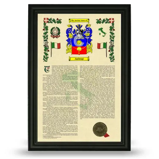 Ambrogi Armorial History Framed - Black