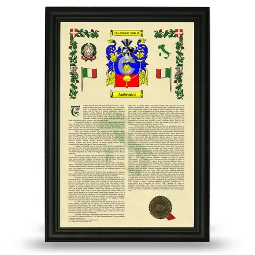 Ambrogini Armorial History Framed - Black