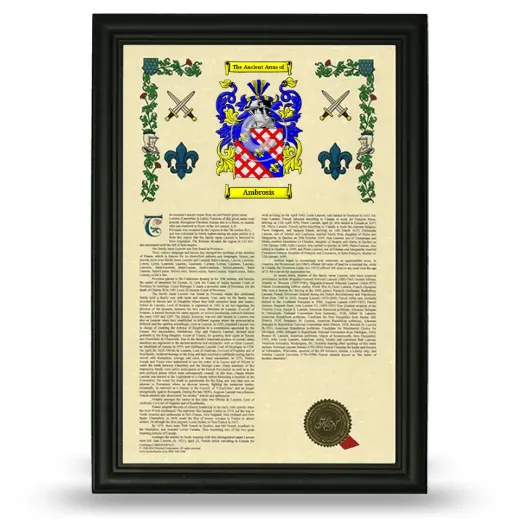 Ambrosis Armorial History Framed - Black