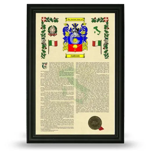Ambrosis Armorial History Framed - Black