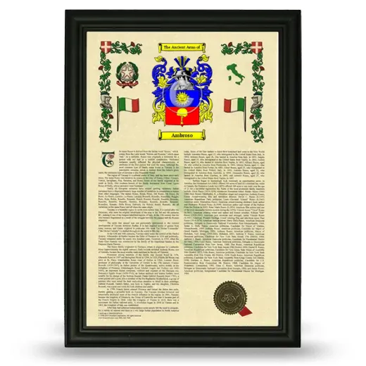Ambroso Armorial History Framed - Black