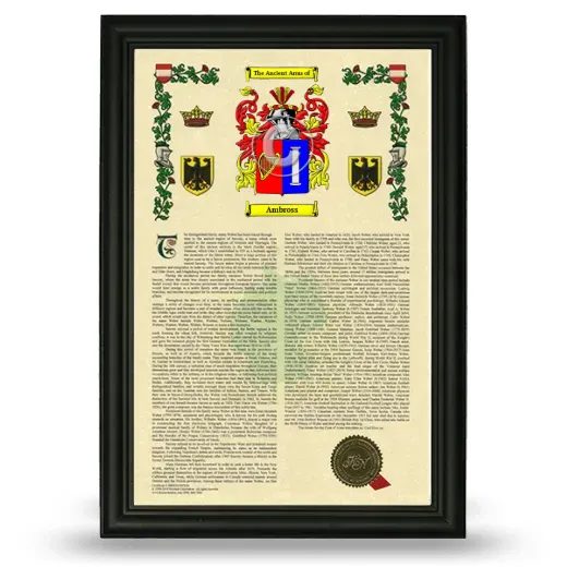 Ambross Armorial History Framed - Black