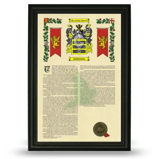 Ambrusious Armorial History Framed - Black