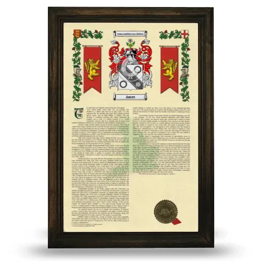 Ames Armorial History Framed - Brown