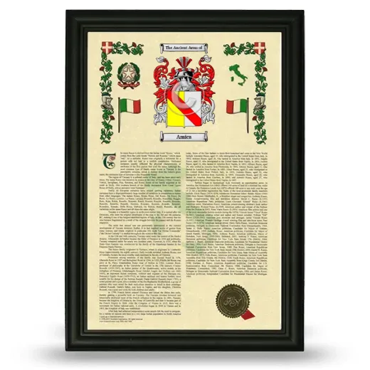 Amica Armorial History Framed - Black