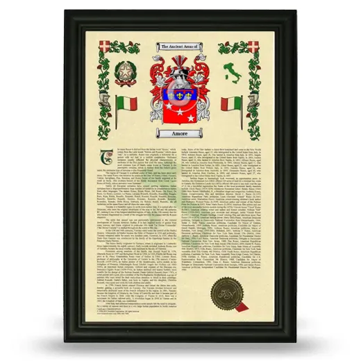 Amore Armorial History Framed - Black