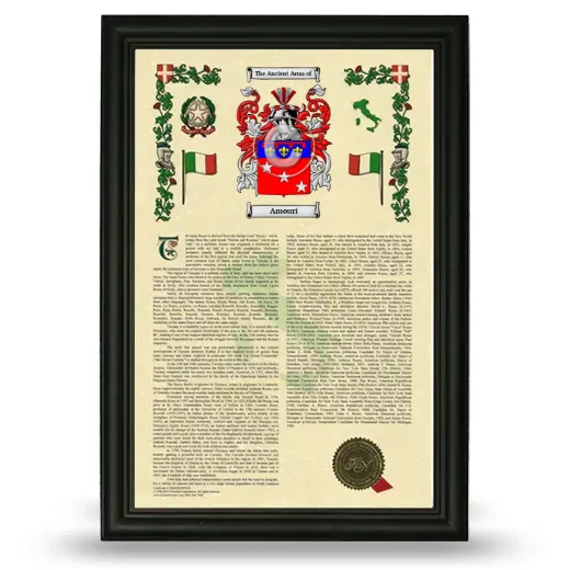 Amouri Armorial History Framed - Black