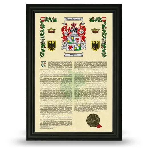 Ampach Armorial History Framed - Black