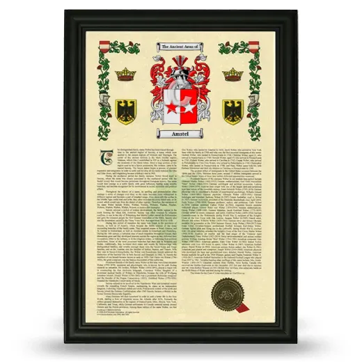 Amstel Armorial History Framed - Black
