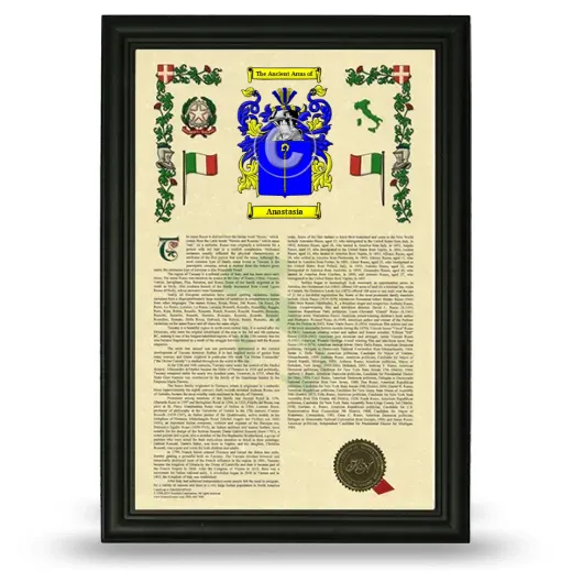 Anastasia Armorial History Framed - Black