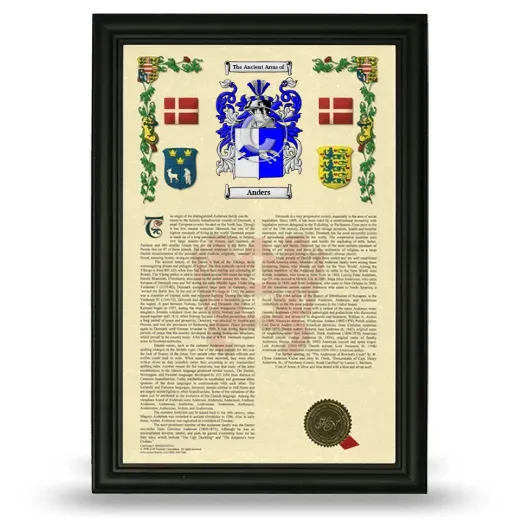 Anders Armorial History Framed - Black