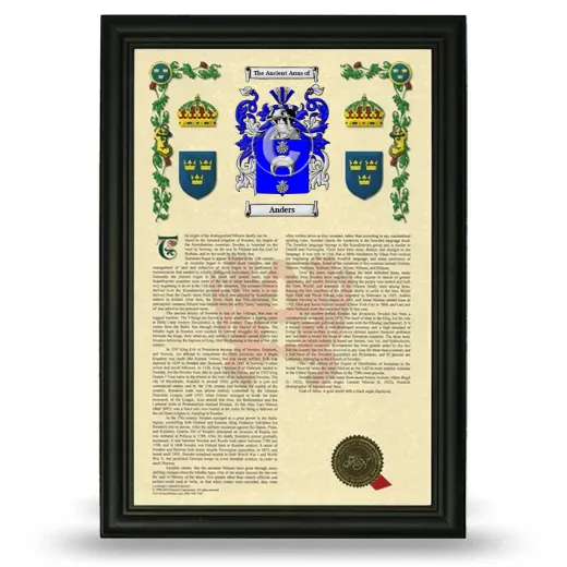 Anders Armorial History Framed - Black