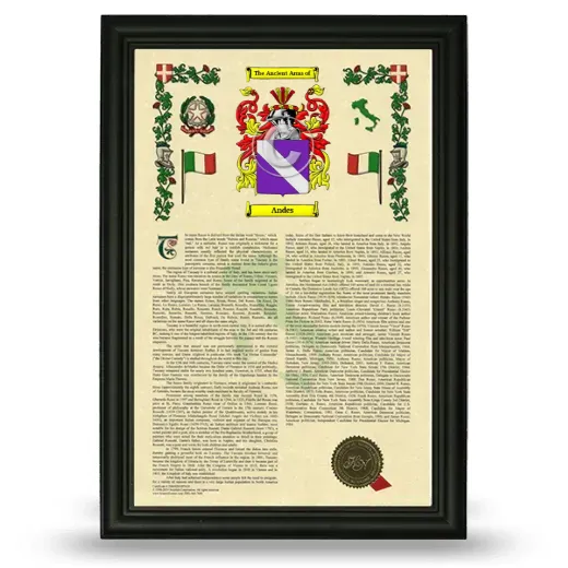 Andes Armorial History Framed - Black