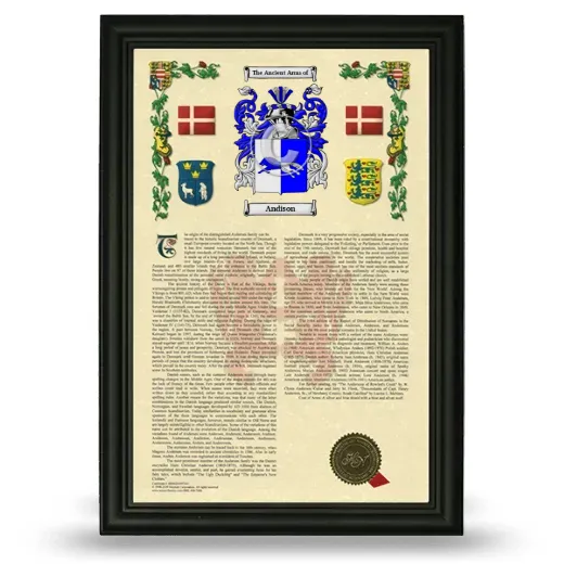 Andison Armorial History Framed - Black