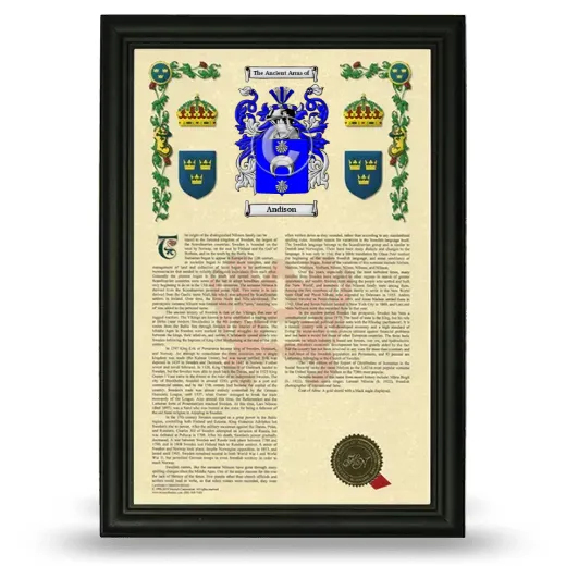 Andison Armorial History Framed - Black