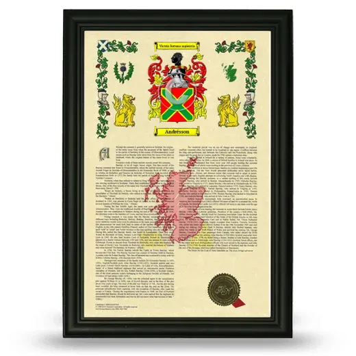 Andrésson Armorial History Framed - Black