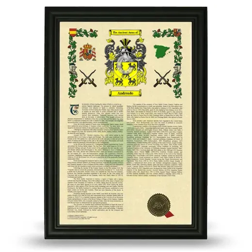 Andreado Armorial History Framed - Black