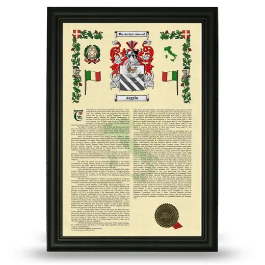 Angelo Armorial History Framed - Black