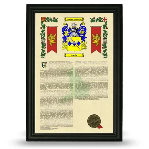 Anglie Armorial History Framed - Black