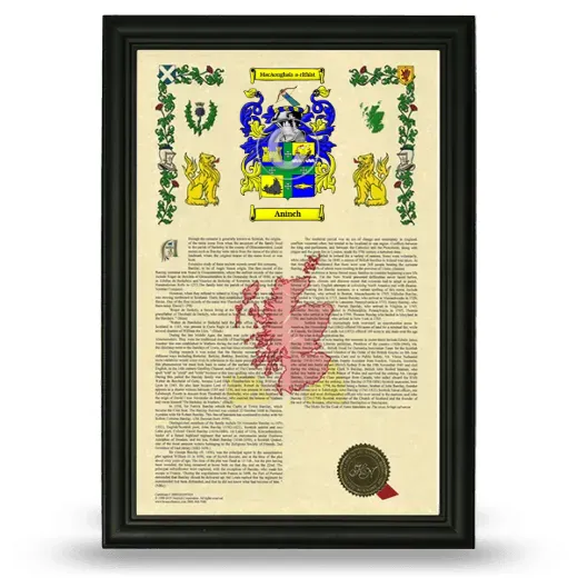 Aninch Armorial History Framed - Black