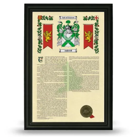 Anketell Armorial History Framed - Black