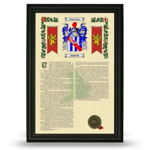 Annessly Armorial History Framed - Black