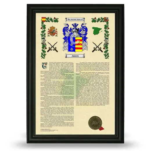 Ansara Armorial History Framed - Black