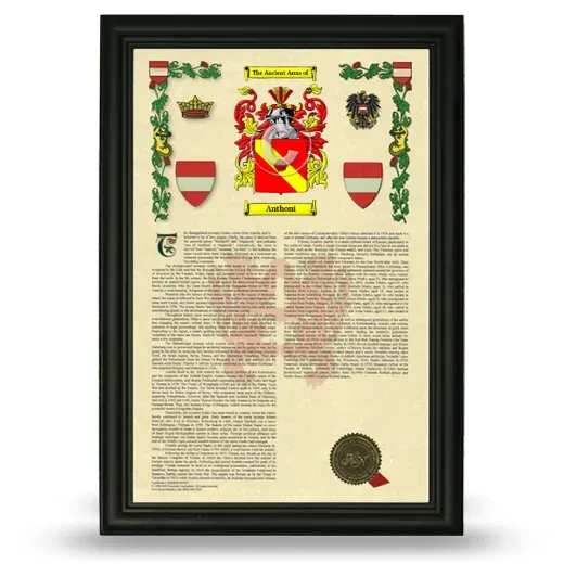 Anthoni Armorial History Framed - Black