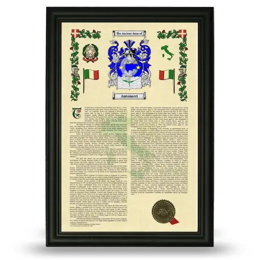 Antonacci Armorial History Framed - Black