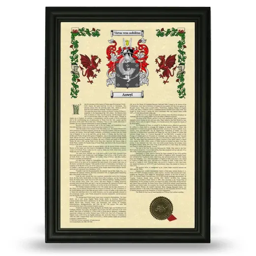 Anwyl Armorial History Framed - Black