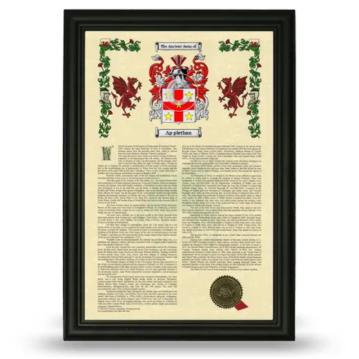 Ap plethan Armorial History Framed - Black