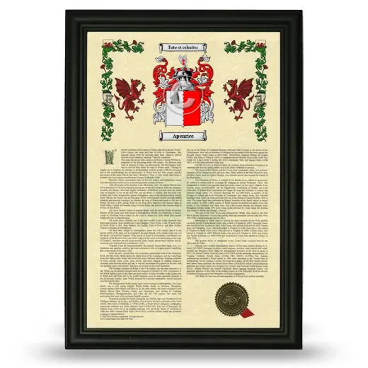 Apenrice Armorial History Framed - Black