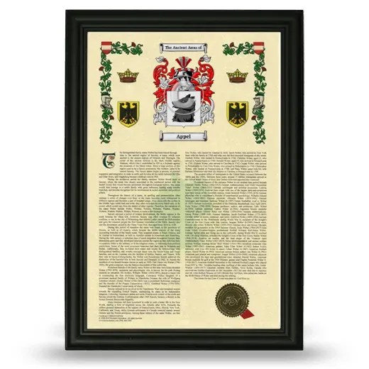Appel Armorial History Framed - Black