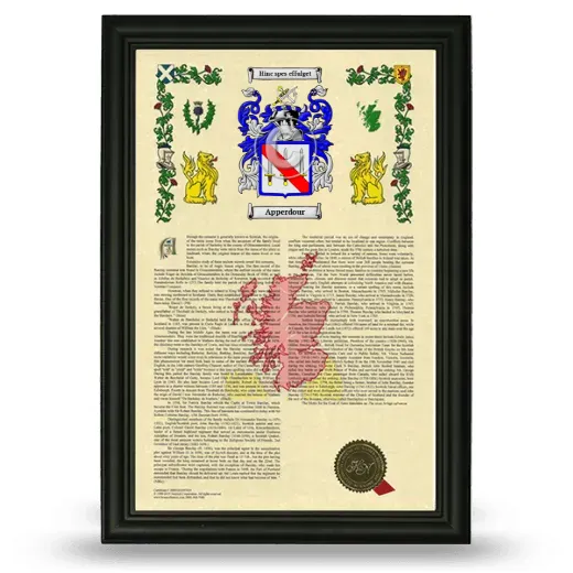 Apperdour Armorial History Framed - Black