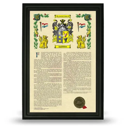 Appledorn Armorial History Framed - Black